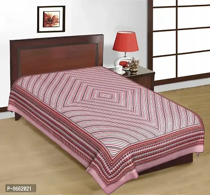 UniqChoice 100% Cotton Red Colour Rajasthani Traditional Printed Single Bedsheet.-thumb0