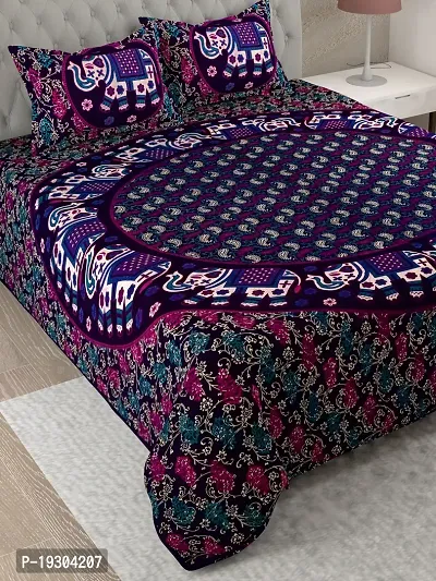 Comfortable Cotton Printed King Size Bedsheet with Two Pillow Covers-thumb3