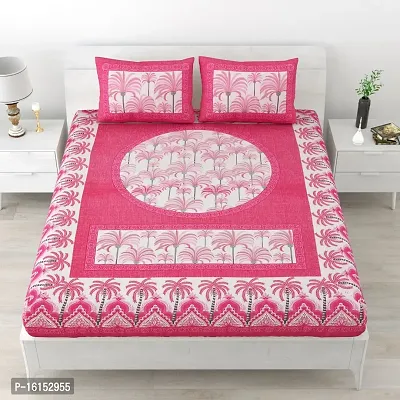 Trendy Cotton Printed Double 1 Bedsheet with 2 Pillow Cover-thumb0