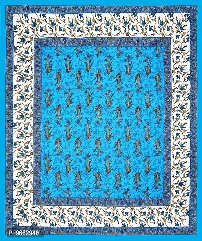 Rangun Bedsheet | Pure Cotton | Jaipuri Traditional Bedsheet | Double Bedsheet with 2 Pillow Cover | Turquoise-thumb2