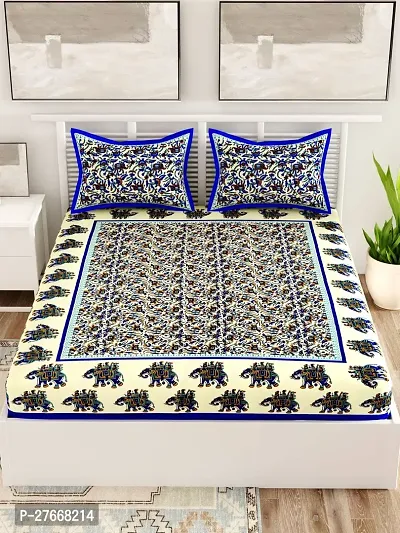 Comfortable Cotton Printed Double Bedsheet with Two Pillow Covers-thumb2