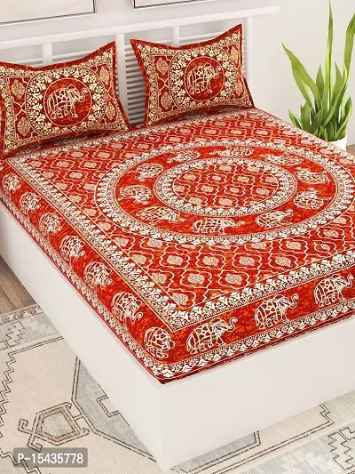 Stylish Fancy Comfortable Cotton Printed 1 Double Bedsheet With 2 Pillow Covers-thumb3