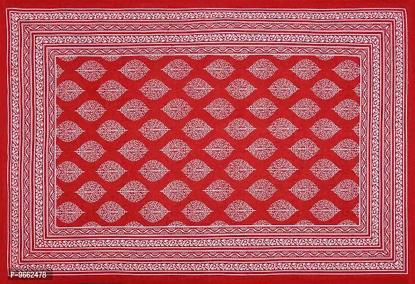 UniqChoice 100% Cotton Red Color Jaipuri Single bedsheet with 1 Pillow Cover,1+1_Single_76_Red_89-thumb2