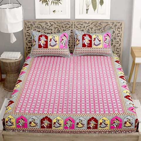 Cotton Floral Printed King Size Bedsheets (90*108 Inch)