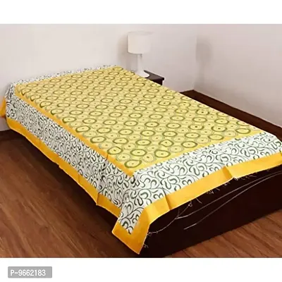 Bombay Spreads Multi Color 100% Pure Cotton Single Bed Sheet Without Pillow Cover Elegant Design for Bedding Or Decoratuve | Jaipuri Design| 100% Pure Cotton, Yellow, UCESB102-thumb0