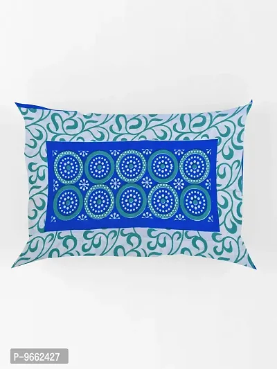 UniqChoice 100% Cotton Blue Color Jaipuri Single bedsheet with 1 Pillow Cover,1+1_Single_Gola_Blue-thumb5