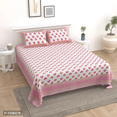 Comfortable Cotton Printed King Size Bedsheet with Two Pillow Covers