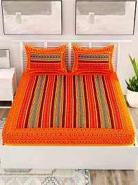 Uniqchoice 144 Tc 100% Cotton Rajasthani Tradition King Size Doble Bedsheet With 2 Pillow Cover-thumb1