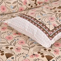 UniqChoice 180 TC Nude Color Floral Printed King Size Bedsheet with 2 Pillow Cover (ELEG-35-Nude)-thumb4