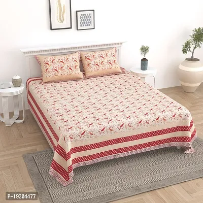 Comfortable Cotton Printed King Size Bedsheet with Two Pillow Covers