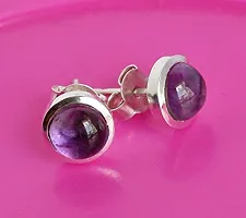 Ravishing Impressions Natural Stone 925 Sterling Silver 8 MM Stud Earrings Jewellery for Girl  Women-thumb1