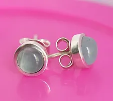 Ravishing Impressions Natural Stone 925 Sterling Silver 9 MM Stud Earrings Jewellery for Girl  Women-thumb1