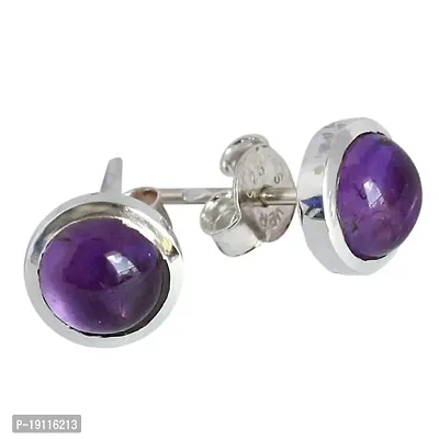 Ravishing Impressions Natural Stone 925 Sterling Silver 10 MM Handmade Stud Earrings Jewellery for Girl  Women