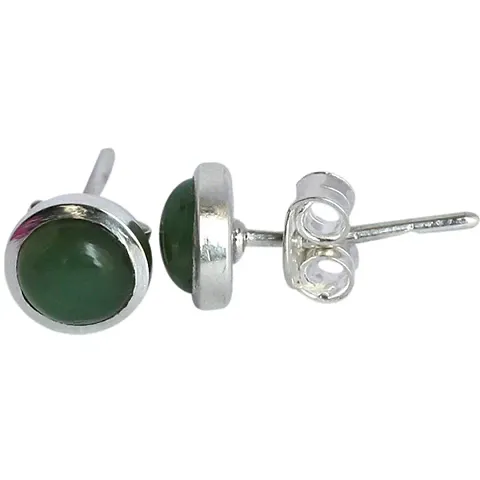 Ravishing Impressions Natural Stone 925 Sterling Silver 10 MM Stud Earrings Jewellery for Girl & Women