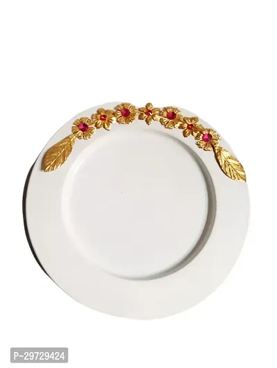 Handcrafted Golden Floral Design Serving Plate