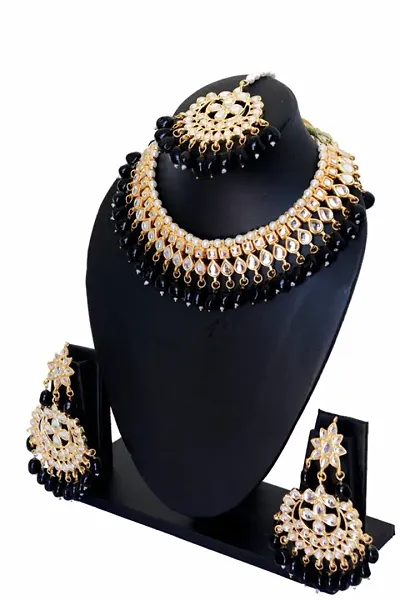 Designer Gold Plated Alloy Pearl Bridal Jewellery Set