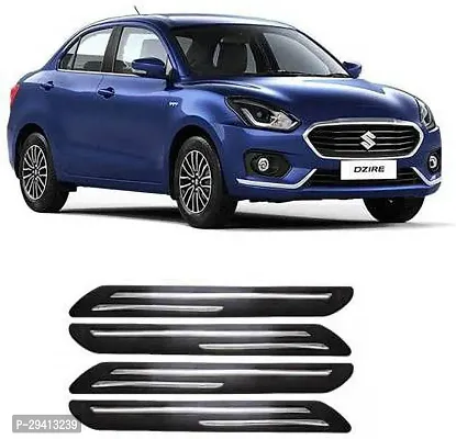 CADEAU Plastic Car Bumper Guard Black Silver Pack of 4 Maruti Universal For Car Universal For Car Baleno-thumb0