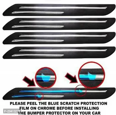 CADEAU Plastic Car Bumper Guard Black Silver Pack of 4 Universal For Car Toyota Universal For Car-thumb2