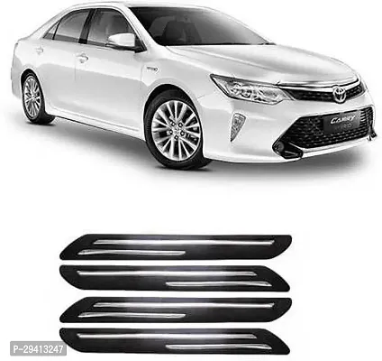 CADEAU Plastic Car Bumper Guard Black Silver Pack of 4 Universal For Car Universal For Car