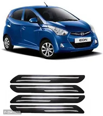 CADEAU Plastic Car Bumper Guard Black Silver Pack of 4 Hyundai Universal For Car Eon Universal For Car