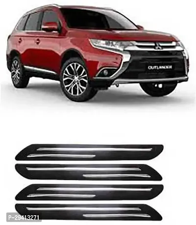 CADEAU Plastic Car Bumper Guard Black Silver Pack of 4 Mitsubishi Universal For Car