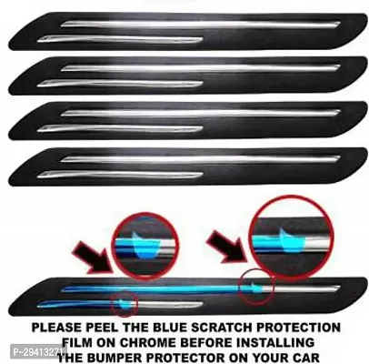 CADEAU Plastic Car Bumper Guard Black Silver Pack of 4 Mitsubishi Universal For Car-thumb2