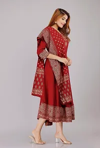 Women's Floral Printed Anarkali Kurti with Printed Dupatta (Maroon-3XL)-thumb2