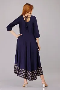 Women's Rayon Solid Anarkali Kurti with Printed Dupatta (Blue-3XL)-thumb1