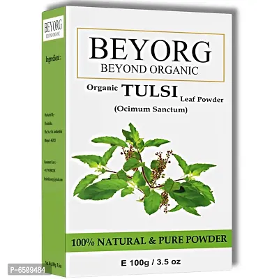 BEYORG Tulsi Powder for Tea, Face and Hair | Pure and Natural | Basil Leaves Powder (100g)-thumb0