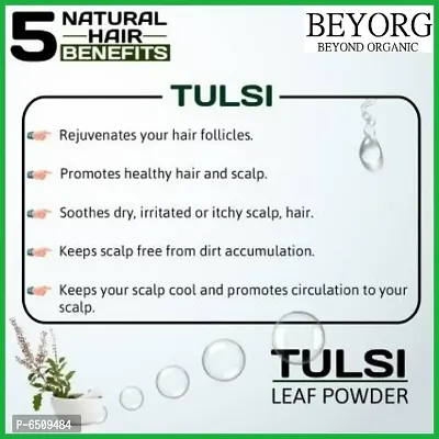 BEYORG Tulsi Powder for Tea, Face and Hair | Pure and Natural | Basil Leaves Powder (100g)-thumb2