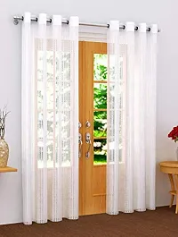 HomeStore-YEP Tissue Net Eyelets Rings Transparent Sheer Polyester Curtain (White, Window - 5 feet)-thumb3