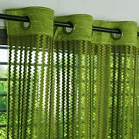 HomeStore-YEP Tissue Net Eyelets Rings Transparent Sheer Polyester 7 feet Door Curtain (Green) (Window - 5 Feet)-thumb2