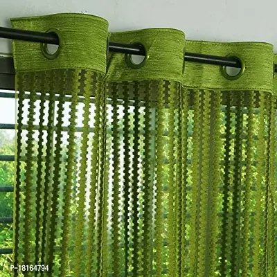 HomeStore-YEP Tissue Net Eyelets Rings Transparent Sheer Polyester 7 feet Door Curtain (Green) (Window - 5 Feet)-thumb3