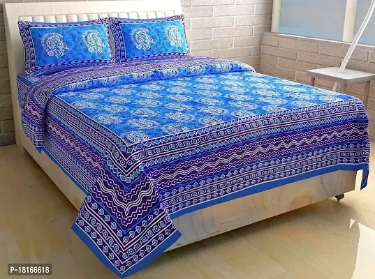 HomeStore-YEP Jaipuri Cotton Rajasthani Double Bedsheet with 2 Pillow Cover-thumb0