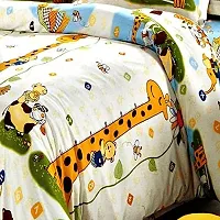 HomeStore-YEP Cartoon Print Bedsheet for Kids Double Bed Boys/Girls (Multicolour, 90 x 100 Inch) - Multi Animals-thumb1