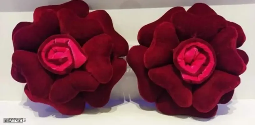 HomeStore-YEP Beautiful Solid Velvet Rose Pair Set of 2 Cushion Cover,14X14 Inches-thumb0