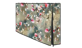 HomeStore-YEP Non woven Printed 43 Inches Led TV Cover / Led Cover with Transparent Polythene Layer Compatible for All Brands Every Models Green Flower (Green)-thumb1
