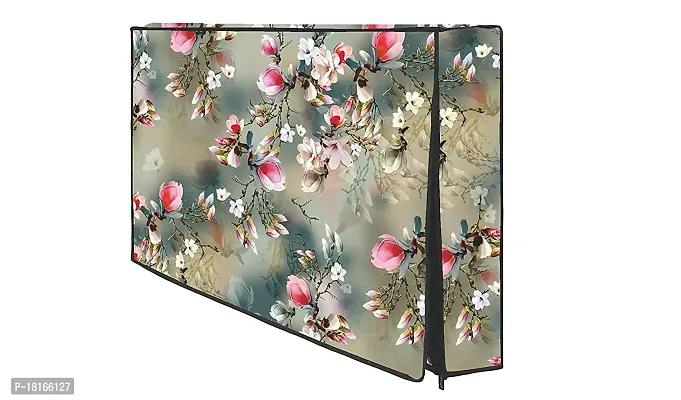 HomeStore-YEP Non woven Printed 43 Inches Led TV Cover / Led Cover with Transparent Polythene Layer Compatible for All Brands Every Models Green Flower (Green)-thumb2