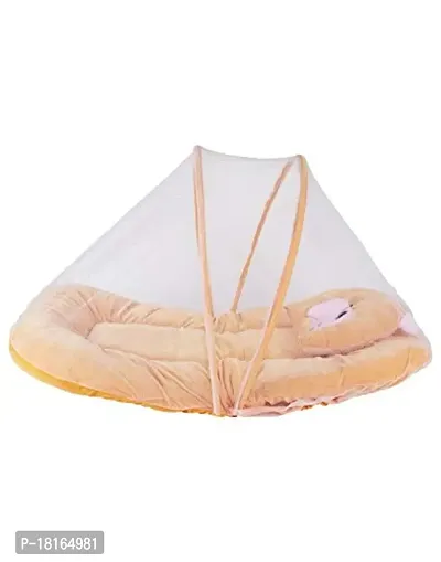 HomeStore-YEP Velvet Bedding Set with Foldable Mattress, Mosquito Net  Pillow Mosquito Net (Style - Plain, Color - Peach)-thumb3
