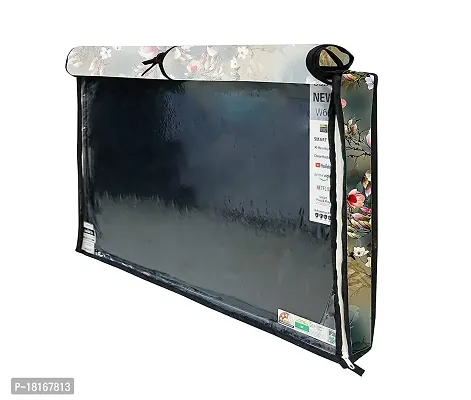 HomeStore-YEP Non woven Printed 50 Inches Led TV Cover / Led Cover with Transparent Polythene Layer Compatible for All Brands Every Models Green Flower (Green)-thumb4