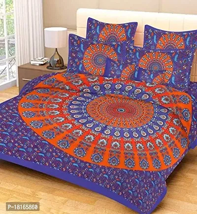 HomeStore-YEP Jaipuri Cotton Rajasthani Double Bedsheet with 2 Pillow Cover-thumb0