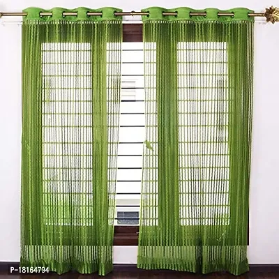 HomeStore-YEP Tissue Net Eyelets Rings Transparent Sheer Polyester 7 feet Door Curtain (Green) (Window - 5 Feet)-thumb0