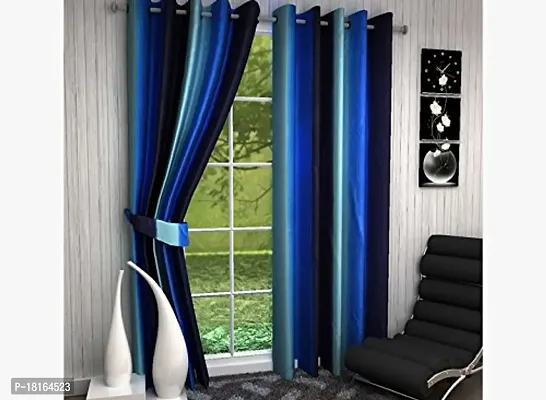 HomeStore-YEP Fabulous Vento Print Double Shade Curtains for Window/Door/Long Door (Pack of 1 Pc), Blue (Window (5Ft))