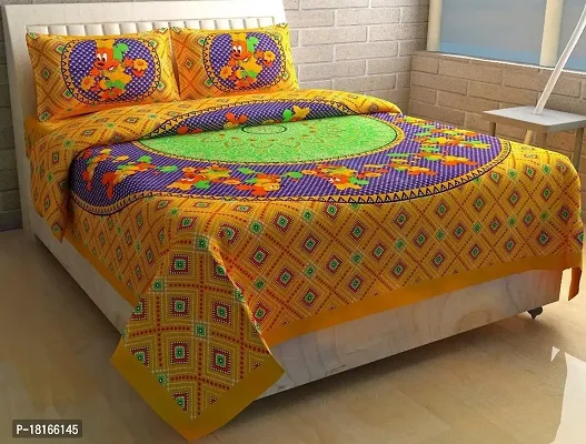 HomeStore-YEP Jaipuri Cotton Rajasthani Double Bedsheet with 2 Pillow Cover-thumb0