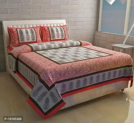 HomeStore-YEP Jaipuri Cotton Rajasthani Double Bedsheet with 2 Pillow Cover-thumb0