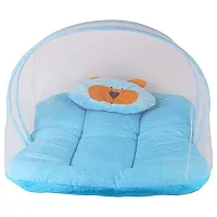 HomeStore-YEP Velvet Bedding Set with Foldable Mattress, Mosquito Net  Pillow Mosquito Net (Style - Plain, Color - Sky Blue)-thumb1