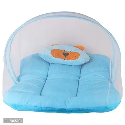 HomeStore-YEP Velvet Bedding Set with Foldable Mattress, Mosquito Net  Pillow Mosquito Net (Style - Plain, Color - Sky Blue)-thumb2