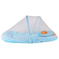HomeStore-YEP Velvet Bedding Set with Foldable Mattress, Mosquito Net  Pillow Mosquito Net (Style - Plain, Color - Sky Blue)-thumb3