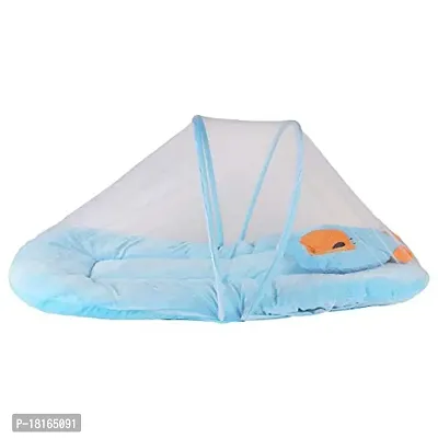 HomeStore-YEP Velvet Bedding Set with Foldable Mattress, Mosquito Net  Pillow Mosquito Net (Style - Plain, Color - Sky Blue)-thumb4