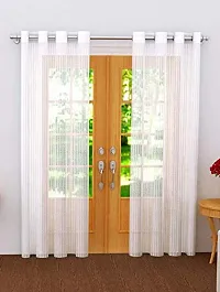 HomeStore-YEP Tissue Net Eyelets Rings Transparent Sheer Polyester Curtain (White, Window - 5 feet)-thumb1